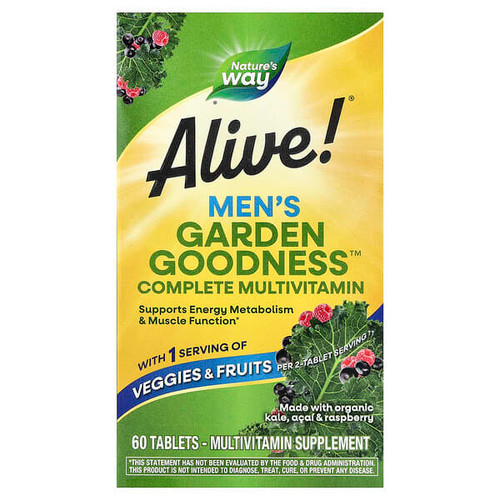 <img alt="Natures Way, Alive Garden Goodness, Mens Complete Multivitamin, 60 Tablets" title="Natures Way, Alive Garden Goodness, Mens Complete Multivitamin, 60 Tablets,033674121122"