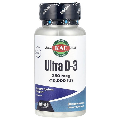 <img alt="KAL, Ultra D-3, Unflavored, 250 mcg (10,000 IU), 90 Micro Tablets" title="KAL, Ultra D-3, Unflavored, 250 mcg (10,000 IU), 90 Micro Tablets,021245292616"