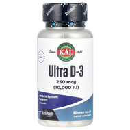 <img alt="KAL, Ultra D-3, Unflavored, 250 mcg (10,000 IU), 90 Micro Tablets" title="KAL, Ultra D-3, Unflavored, 250 mcg (10,000 IU), 90 Micro Tablets,021245292616"
