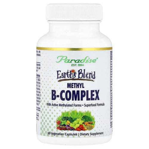 <img alt="Paradise Herbs, Earths Blend, Methyl B-Complex, 60 Vegetarian Capsules" title="Paradise Herbs, Earths Blend, Methyl B-Complex, 60 Vegetarian Capsules,601944778668"