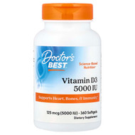 <img alt="Doctors Best, Vitamin D3, 125 mcg (5,000 IU), 360 Softgels" title="Doctors Best, Vitamin D3, 125 mcg (5,000 IU), 360 Softgels,753950002500"