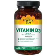 <img alt="Country Life, Vitamin D3, 1000 IU, 200 Softgels" title="Country Life, Vitamin D3, 1000 IU, 200 Softgels,015794058069"