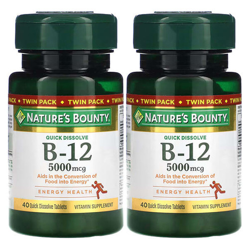<img alt="Natures Bounty, B-12, Naturally Cherry, 5,000 mcg, Twin Pack, 40 Quick Dissolve Tablets Each" title="Natures Bounty, B-12, Naturally Cherry, 5,000 mcg, Twin Pack, 40 Quick Dissolve Tablets Each,074312793431"