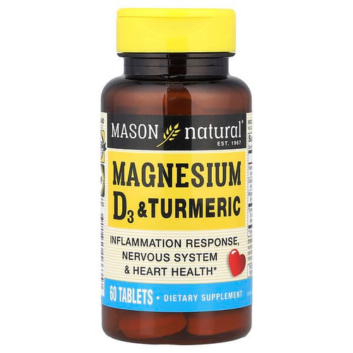 <img alt="Mason Natural, Magnesium, Vitamin D3 & Turmeric, 60 Tablets" title="Mason Natural, Magnesium, Vitamin D3 & Turmeric, 60 Tablets,311845166357"