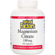 <img alt="Natural Factors, Magnesium Citrate, 150 mg, 180 Capsules" title="Natural Factors, Magnesium Citrate, 150 mg, 180 Capsules,068958016535"