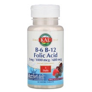 <img alt="KAL, B-6 B-12 Folic Acid, Berry, 60 Micro Tablets" title="KAL, B-6 B-12 Folic Acid, Berry, 60 Micro Tablets,021245651857"