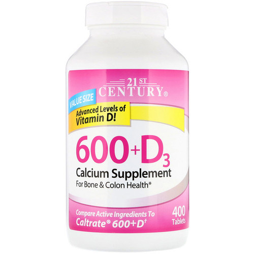 <img alt="21st Century, 600+D3, Calcium Supplement, 400 Caplets" title="21st Century, 600+D3, Calcium Supplement, 400 Caplets,740985275313"