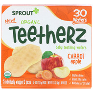 3 PACK of Sprout Organic, Teetherz, Baby Teething Wafers, Carrot Apple, 30 Wafers