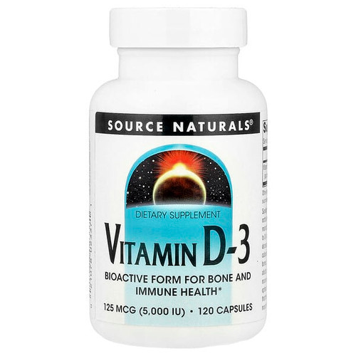 <img alt="Source Naturals, Vitamin D-3, 125 mcg (5,000 IU), 120 Capsules" title="Source Naturals, Vitamin D-3, 125 mcg (5,000 IU), 120 Capsules,021078023371"