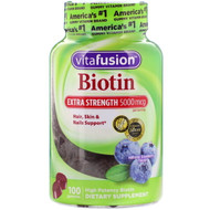 <img alt="VitaFusion, Extra Strength Biotin, Hair, Skin & Nails Support, Natural Blueberry Flavor, 5000 mcg, 100 Gummies" title="VitaFusion, Extra Strength Biotin, Hair, Skin & Nails Support, Natural Blueberry Flavor, 5000 mcg, 100 Gummies,027917000268"