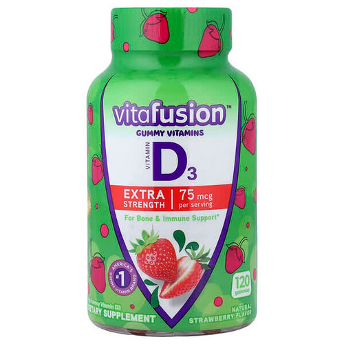 <img alt="VitaFusion, Gummy Vitamins, Vitamin D3, Natural Strawberry, 75 mcg, 120 Gummies (37.5 mcg per Gummy)" title="VitaFusion, Gummy Vitamins, Vitamin D3, Natural Strawberry, 75 mcg, 120 Gummies (37.5 mcg per Gummy),027917000282"