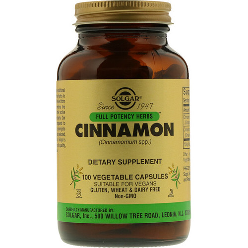 <img alt="Solgar, Full Potency Herbs, Cinnamon, 100 Vegetable Capsules" title="Solgar, Full Potency Herbs, Cinnamon, 100 Vegetable Capsules,033984008779"