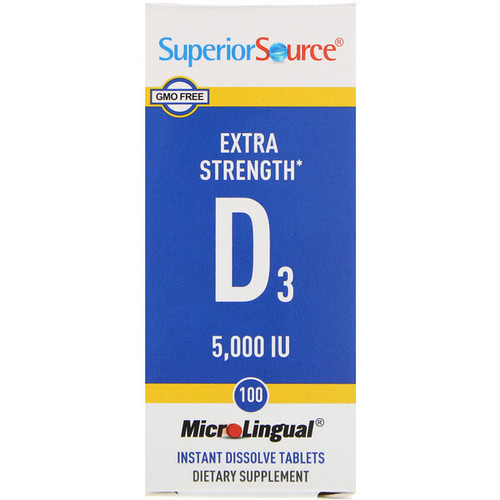<img alt="Superior Source, Extra Strength Vitamin D3, 5,000 IU, 100 MicroLingual Instant Dissolve Tablets" title="Superior Source, Extra Strength Vitamin D3, 5,000 IU, 100 MicroLingual Instant Dissolve Tablets,076635908608"