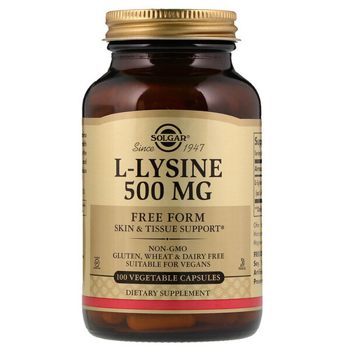 <img alt="Solgar, L-Lysine, Free Form, 500 mg, 100 Vegetable Capsules" title="Solgar, L-Lysine, Free Form, 500 mg, 100 Vegetable Capsules,033984016811"