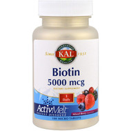 KAL, Biotin, Mixed Berry, 5000 mcg, 100 Micro Tablets