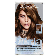L'Oreal, Feria, Multi-Faceted Shimmering Color,  58 Medium Golden Brown, 1 Application