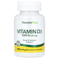 <img alt="NaturesPlus, Vitamin D3, 25 mcg (1,000 IU), 180 Softgels" title="NaturesPlus, Vitamin D3, 25 mcg (1,000 IU), 180 Softgels,097467010420"