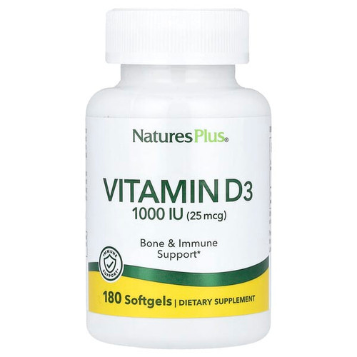 <img alt="NaturesPlus, Vitamin D3, 25 mcg (1,000 IU), 180 Softgels" title="NaturesPlus, Vitamin D3, 25 mcg (1,000 IU), 180 Softgels,097467010420"