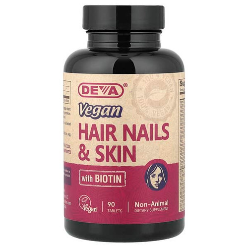 <img alt="Deva, Vegan Hair Nails & Skin with Biotin, 90 Tablets" title="Deva, Vegan Hair Nails & Skin with Biotin, 90 Tablets,895634000072"