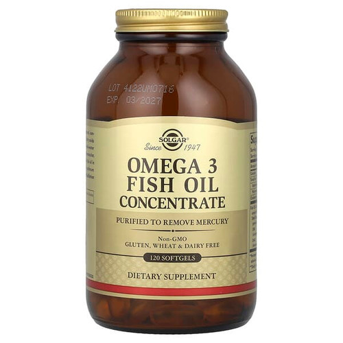 <img alt="Solgar, Omega 3 Fish Oil Concentrate, 120 Softgels" title="Solgar, Omega 3 Fish Oil Concentrate, 120 Softgels,033984017887"