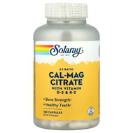 <img alt="Solaray, Cal-Mag Citrate 2-1 Ratio, 180 Capsules" title="Solaray, Cal-Mag Citrate 2-1 Ratio, 180 Capsules,076280648843"