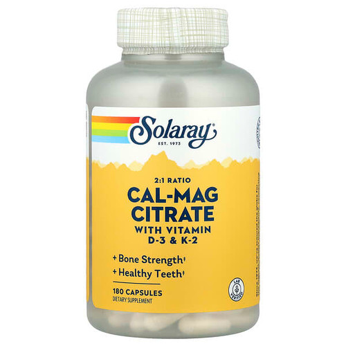 <img alt="Solaray, Cal-Mag Citrate 2-1 Ratio, 180 Capsules" title="Solaray, Cal-Mag Citrate 2-1 Ratio, 180 Capsules,076280648843"