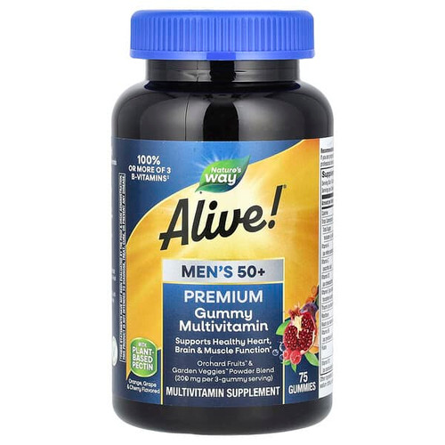 <img alt="Natures Way, Alive Mens 50+ Premium Gummy Multivitamin, Orange, Grape & Cherry, 75 Gummies" title="Natures Way, Alive Mens 50+ Premium Gummy Multivitamin, Orange, Grape & Cherry, 75 Gummies,033674158982"