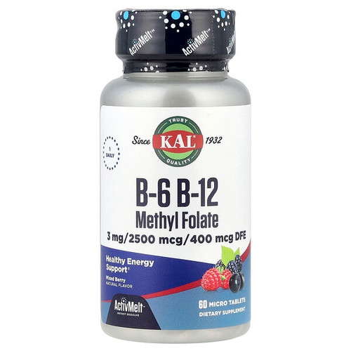 <img alt="KAL, B-6 B-12 Methyl Folate, Mixed Berry, 60 Micro Tablets" title="KAL, B-6 B-12 Methyl Folate, Mixed Berry, 60 Micro Tablets,021245291510"