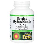 <img alt="Natural Factors, Betaine Hydrochloride with Fenugreek, 500 mg, 180 Vegetarian Capsules" title="Natural Factors, Betaine Hydrochloride with Fenugreek, 500 mg, 180 Vegetarian Capsules,068958017211"