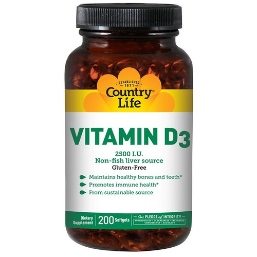 <img alt="Country Life, Vitamin D3, 2500 I.U., 200 Softgels" title="Country Life, Vitamin D3, 2500 I.U., 200 Softgels,015794058052"