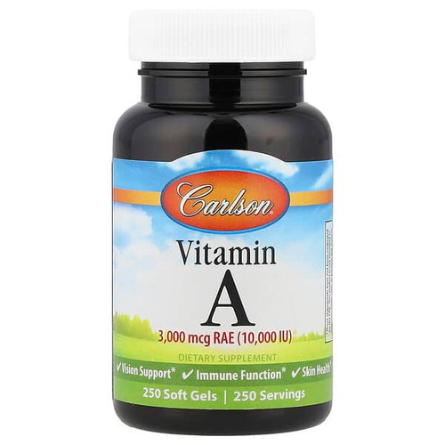<img alt="Carlson, Vitamin A, 3,000 mcg RAE (10,000 IU), 250 Soft Gels" title="Carlson, Vitamin A, 3,000 mcg RAE (10,000 IU), 250 Soft Gels,088395011122"