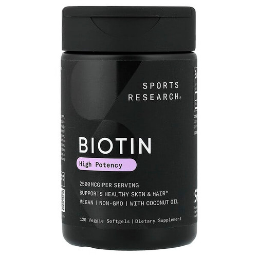 <img alt="Sports Research, Biotin, 2,500 mcg, 120 Veggie Softgels" title="Sports Research, Biotin, 2,500 mcg, 120 Veggie Softgels,023249011798"