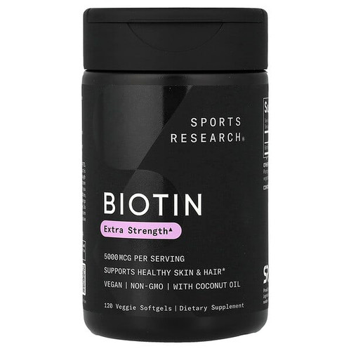 <img alt="Sports Research, Biotin, 5,000 mcg, 120 Veggie Softgels" title="Sports Research, Biotin, 5,000 mcg, 120 Veggie Softgels,023249090007"