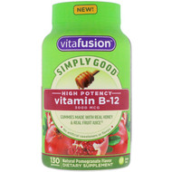 VitaFusion, Simply Good, Vitamin B-12, Natural Pomegranate Flavor, 3000 mcg, 130 Gummies