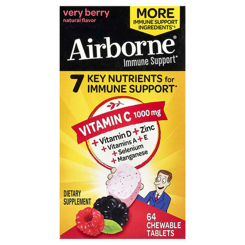 <img alt="AirBorne, Immune Support, Very Berry, 64 Chewable Tablets" title="AirBorne, Immune Support, Very Berry, 64 Chewable Tablets,647865186304"
