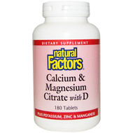 <img alt="Natural Factors, Calcium & Magnesium Citrate, With D, 180 Tablets" title="Natural Factors, Calcium & Magnesium Citrate, With D, 180 Tablets,068958016085"