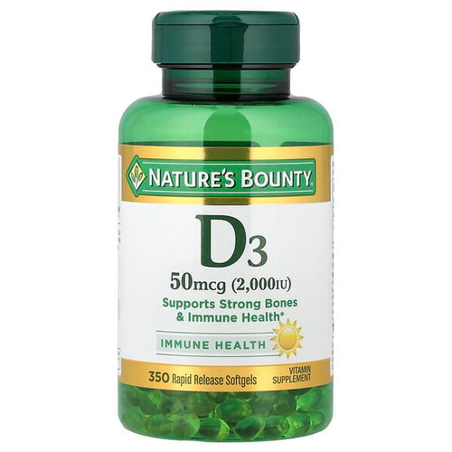 <img alt="Natures Bounty, D3, 50 mcg (2,000 IU), 350 Rapid Release Softgels" title="Natures Bounty, D3, 50 mcg (2,000 IU), 350 Rapid Release Softgels,074312528071"