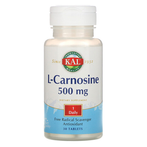 <img alt="KAL, L-Carnosine, 500 mg, 30 Tablets" title="KAL, L-Carnosine, 500 mg, 30 Tablets,021245105787"