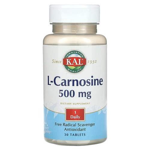 <img alt="KAL, L-Carnosine, 500 mg, 30 Tablets" title="KAL, L-Carnosine, 500 mg, 30 Tablets,021245105787"