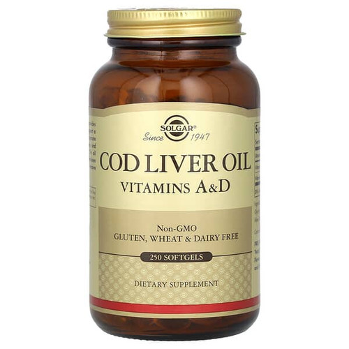 <img alt="Solgar, Cod Liver Oil, Vitamins A & D, 250 Softgels" title="Solgar, Cod Liver Oil, Vitamins A & D, 250 Softgels,033984009417"