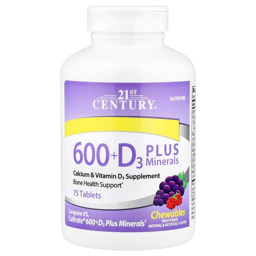 <img alt="21st Century, 600 + D3 Plus Minerals, Fruit Punch, 75 Tablets" title="21st Century, 600 + D3 Plus Minerals, Fruit Punch, 75 Tablets,740985272879"