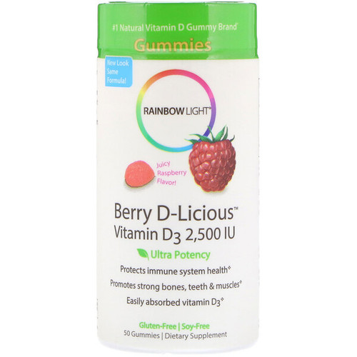 <img alt="Rainbow Light, Berry D-Licious, Vitamin D3, Raspberry Flavor, 2,500 IU, 50 Gummies" title="Rainbow Light, Berry D-Licious, Vitamin D3, Raspberry Flavor, 2,500 IU, 50 Gummies,021888121410"