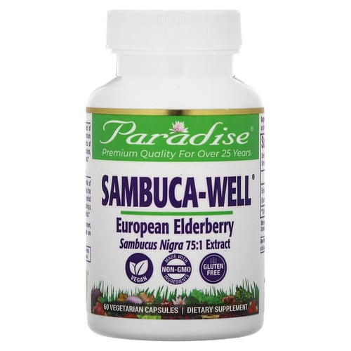 <img alt="Paradise Herbs, Sambuca-Well, European Elderberry, 250 mg, 60 Vegetarian Capsules" title="Paradise Herbs, Sambuca-Well, European Elderberry, 250 mg, 60 Vegetarian Capsules,601944778163"