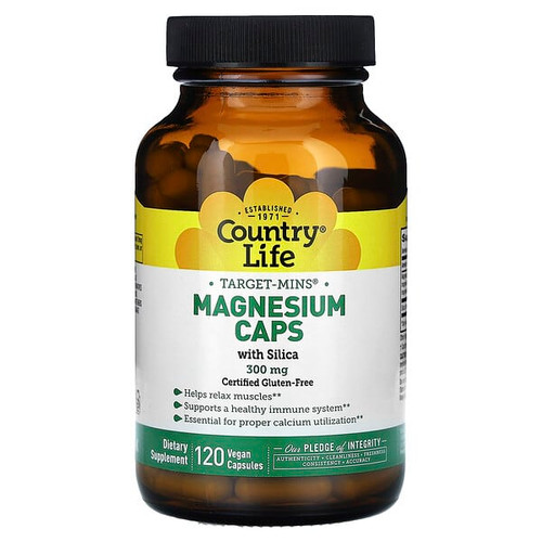 <img alt="Country Life, Target-Mins, Magnesium Caps with Silica, 300 mg, 120 Vegan Capsules" title="Country Life, Target-Mins, Magnesium Caps with Silica, 300 mg, 120 Vegan Capsules,015794024750"