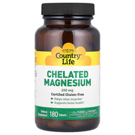 <img alt="Country Life, Chelated Magnesium, 250 mg, 180 Tablets" title="Country Life, Chelated Magnesium, 250 mg, 180 Tablets,015794026860"