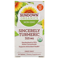 <img alt="Sundown Organics, Sincerely Turmeric, 315 mg, 30 Tablets" title="Sundown Organics, Sincerely Turmeric, 315 mg, 30 Tablets,030768002121"