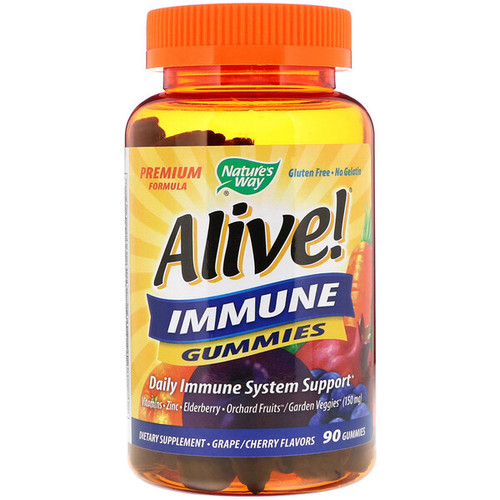 <img alt="Natures Way, Alive! Immune Gummies, Grape/Cherry Flavors, 90 Gummies" title="Natures Way, Alive! Immune Gummies, Grape/Cherry Flavors, 90 Gummies,033674104842"