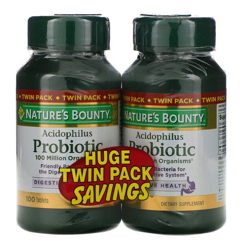 <img alt="Natures Bounty, Acidophilus Probiotic, Twin Pack, 100 Tablets Each" title="Natures Bounty, Acidophilus Probiotic, Twin Pack, 100 Tablets Each,074312307096"