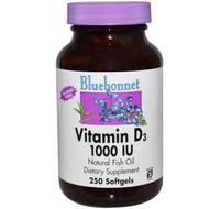 Bluebonnet Nutrition, Vitamin D3, 1000 IU, 250 Softgels