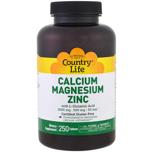<img alt="Country Life, Calcium Magnesium Zinc, 250 Tablets" title="Country Life, Calcium Magnesium Zinc, 250 Tablets,015794026044"